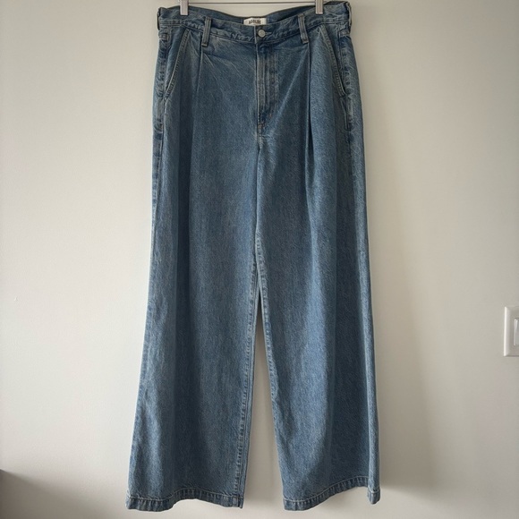 NWOT Agolde Ellis Trouser Wide Leg Baggy Lyocell Recycled Nylon Pleated Jeans - Picture 3 of 12